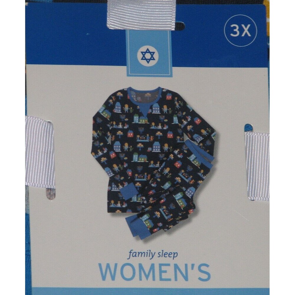 Target Hanukkah Blue Pajama Set Dreidel Menorah Women's Size 3X NEW